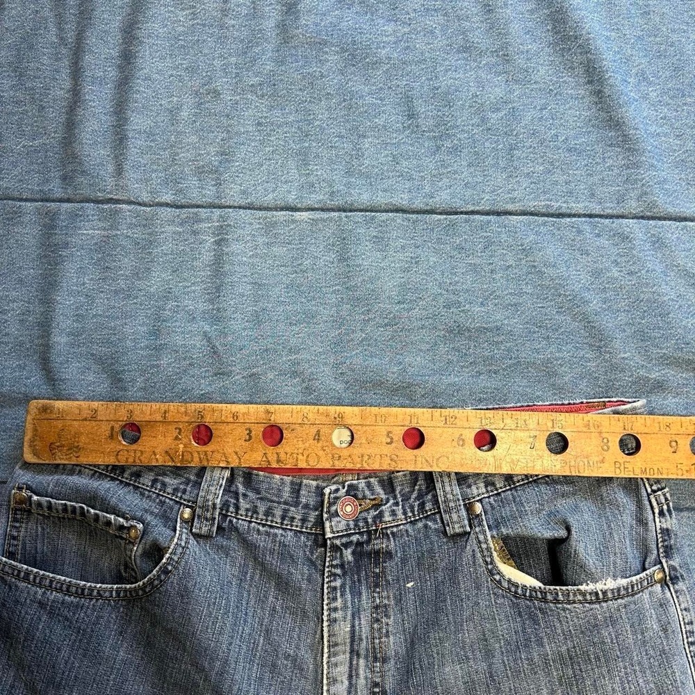 Vintage 90s Dockers Painted Relaxed Jeans Blue Mens 36x34 Fits 35x32.5 - Picture 6 of 8